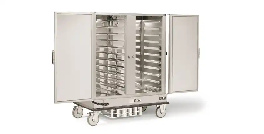 Dubbele Banketwagen 2 x 2/1 GN Gekoeld - 600W - 1487x843x(H)1755mm - Geschikt voor 2x 11 GN2/1 Roosters Aanbieding