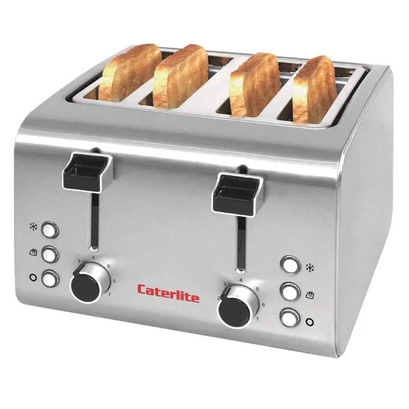 Direct Beschikbaar Broodrooster RVS - 4 Sleuven - 1,8 kW - 255x270x(H)190mm