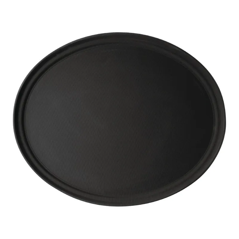Ovaal Dienblad Glasvezel - Antislip - Zwart - 680x560x(H)30mm Direct Verzonden