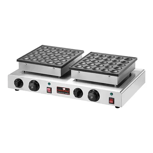 Gecertificeerd Dubbele Poffertjes Bakplaat - 2 x 25 Poffertjes - 1700W - 620x375x(H)170mm