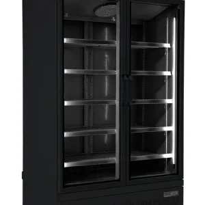 Direct Beschikbaar Vrieskast Zwart - 2 Glazen Deuren - 1000 Liter - Op Wielen - 1253x710x(H)1997mm