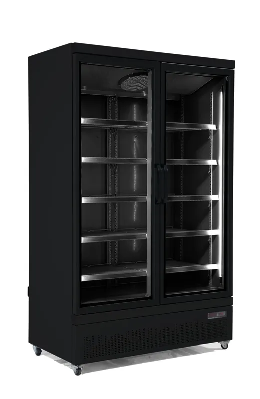Direct Beschikbaar Vrieskast Zwart - 2 Glazen Deuren - 1000 Liter - Op Wielen - 1253x710x(H)1997mm
