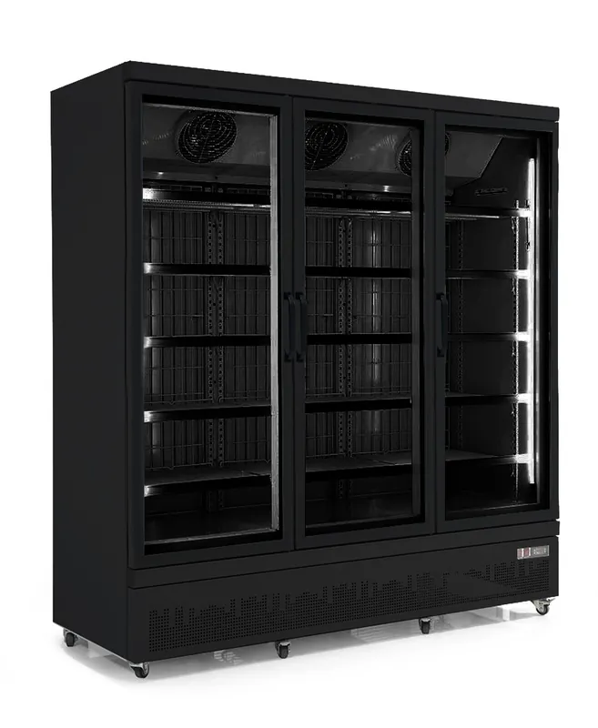 Voordeelprijs Koelkast Zwart - 3 Glazen Deuren - 1530 Liter - Op Wielen - 1880x710x(H)1997mm