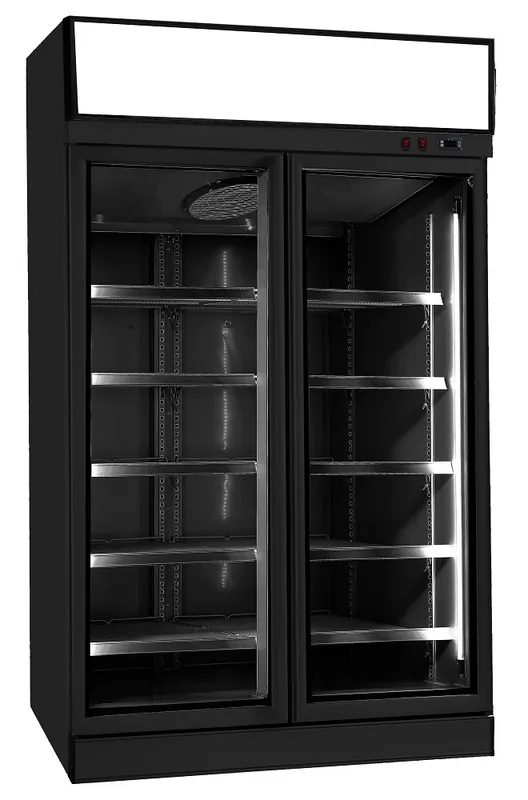 Bestseller Koelkast 2 Glazen Deuren - Zwart Model - 1000 Liter - 1253x710x(H)2092mm