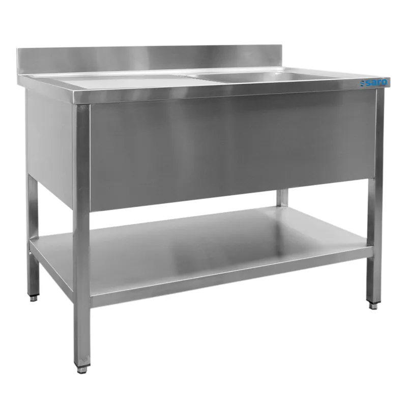 Voordeelprijs SARO spoeltafel, 1 wasbak,gecentreerd - B 2000 xD 600mm