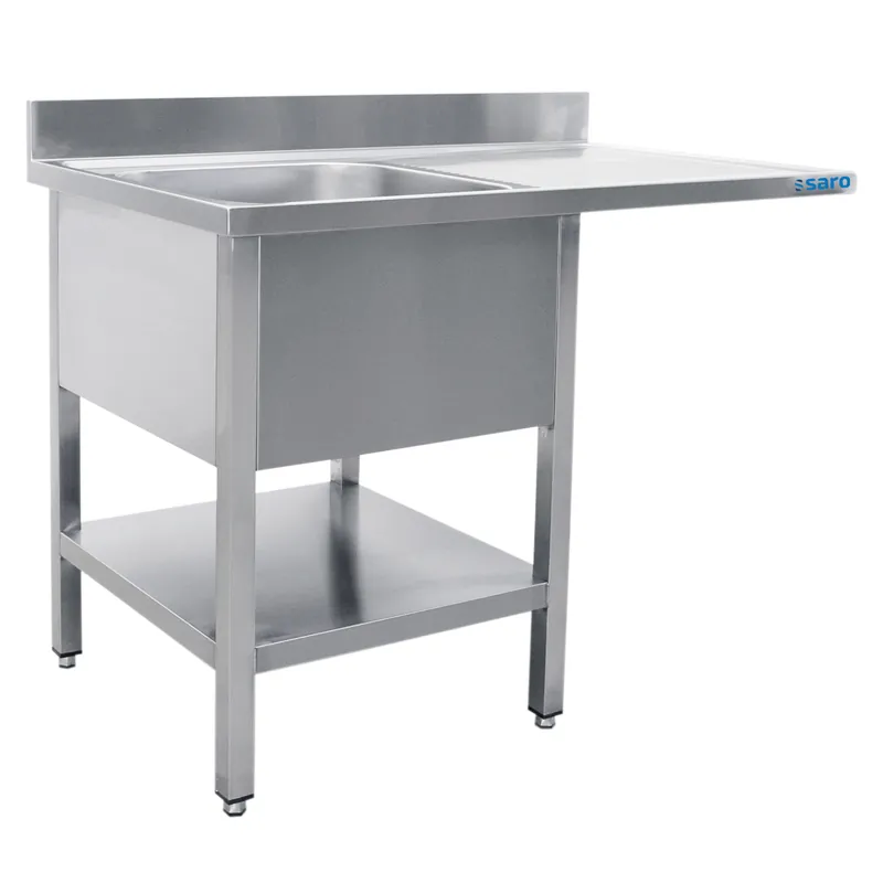 Beperkt Aanbod SARO Spoeltafel, 2 wasbakken, links - 700 mm D, 1200 mm