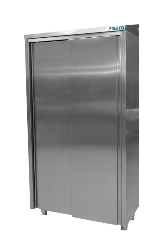 Seizoensaanbieding SARO Hoge kast RVS, 3 schappen + 2 schuifdeuren,1000 mm