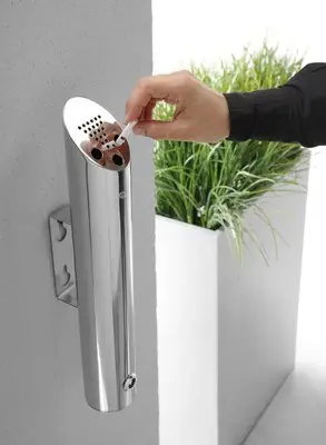 Wand Asbak RVS - Robuust Ontwerp - Eenvoudig te legen - ø75x(H)460mm Koop Vandaag