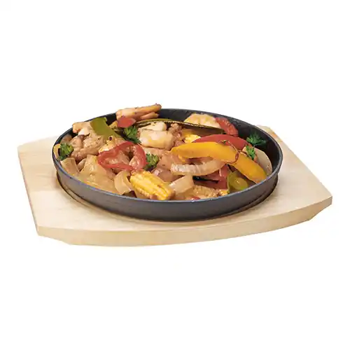 Bistro Serveerpan met Houten Onderbord - Ø220mm Uitverkoop
