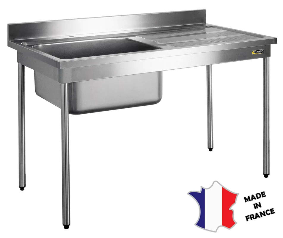 Spoelbak zonder tankdeksel - Roestvrij staal - rechte rand - ronde voeten - 1 bak 1200(l)x600x900mm Meest Verkocht