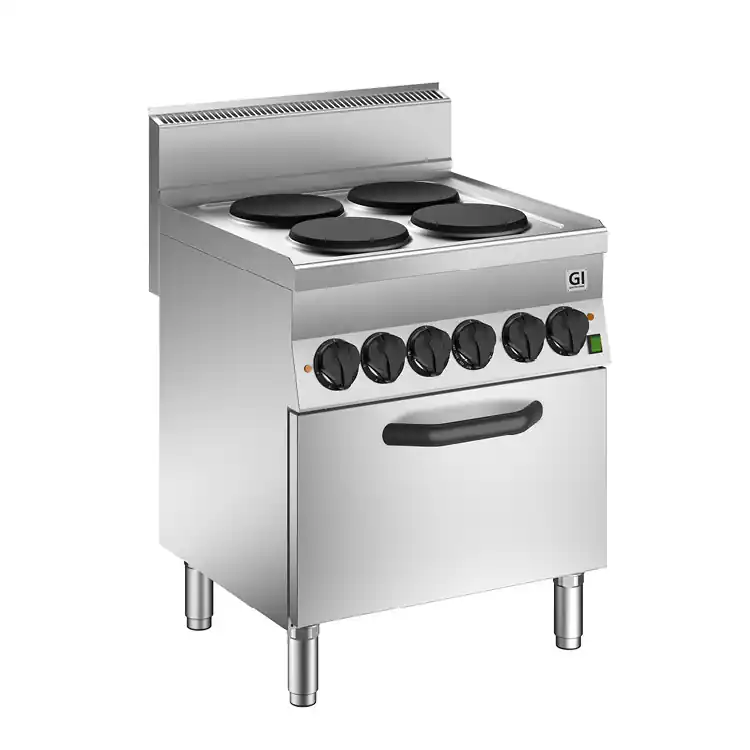 Op = Op 650 HP Kooktoestel - 4 Kookplaten + Heteluchtoven GN1/1 - 14,6 kW - 700x650x(H)870mm