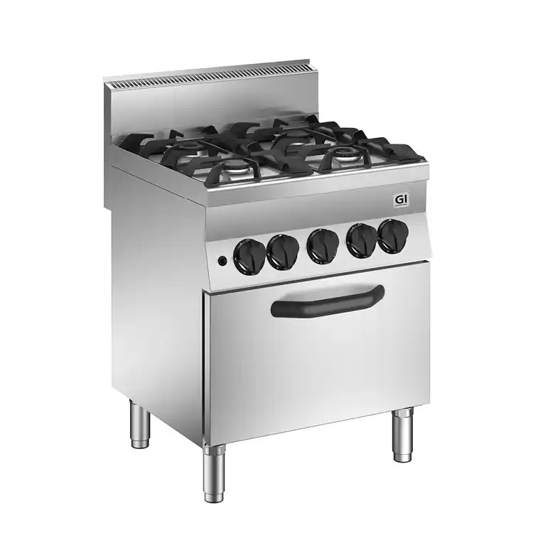 Snelle Levering 650 HP Gasfornuis - 4 Branders + Gas Oven 35 kW - 700x650x(H)870mm