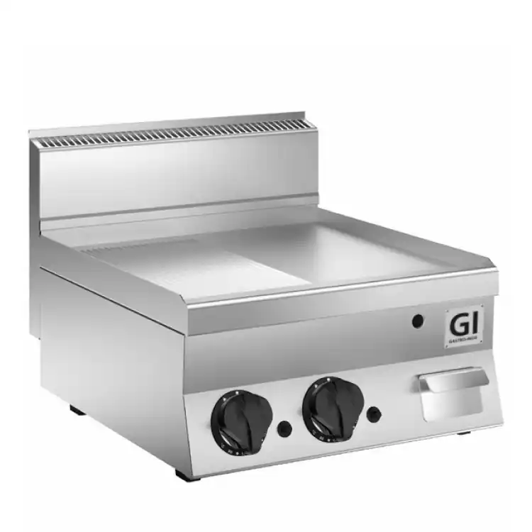 650 HP Gasbakplaat Half Gladde/Geribbelde - Verchroomde Plaat - 12,5 kW - 800x650x(H)295mm Populair