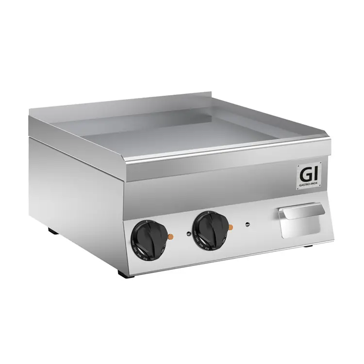 Direct Verzonden 650 HP Elektrische Bakplaat - Gladde RVS Plaat - 2x 230V 7,8 kW - 600x600x(H)295mm