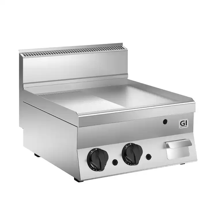 Meest Verkocht 650 HP Gasbakplaat Half Gladde En Half Geribbelde Verchroomde Plaat - 10 kW - 700x650x(H)295mm