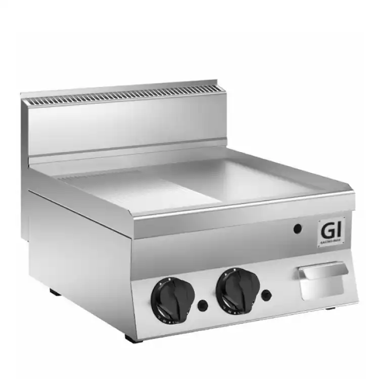 Gecertificeerd 650 HP Gasbakplaat Half Gladde/Geribbelde - Speciaal Geslepen Stalen Plaat - 12,5 kW - 800x650x(H)295mm