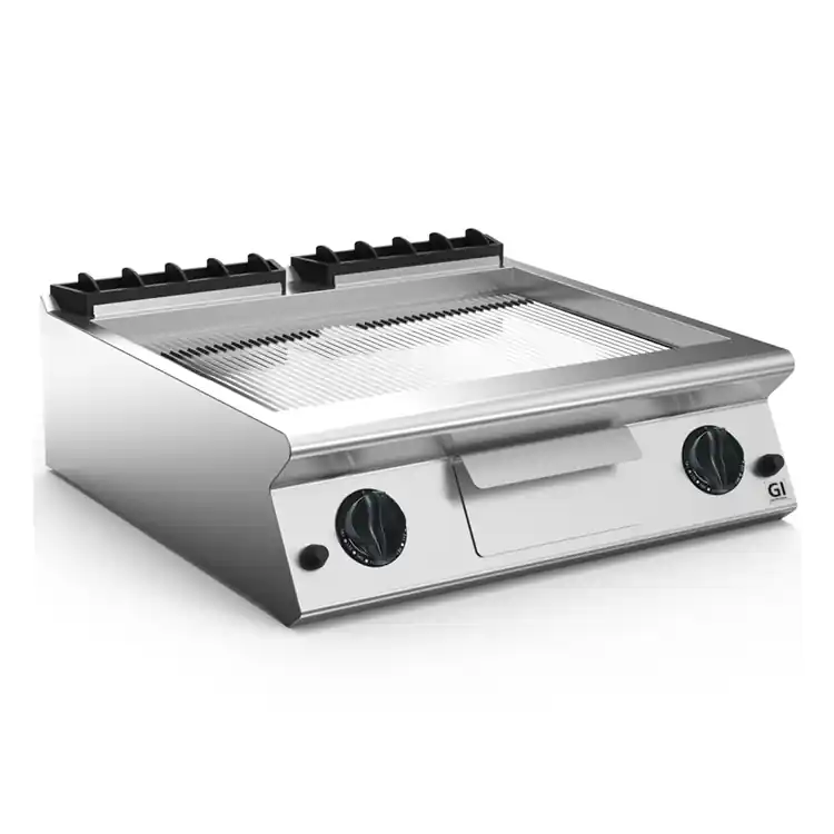 700 HP Gasbakplaat Geribbelde Verchroomde Plaat - 14 kW - 800x730x(H)250m Direct Verzonden