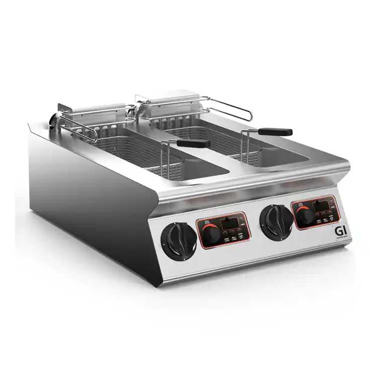 Finale Uitverkoop 700 HP Elektrische Friteuse 2x 10 Liter - Digitaal - Wegklapbaar Element - 2x 9kW - 600x730x(H)250mm