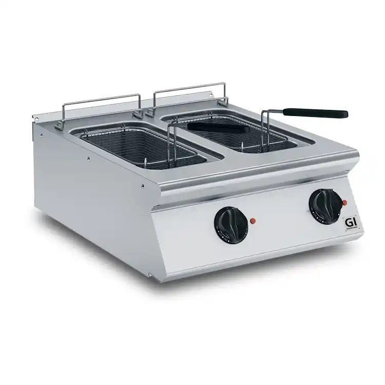 Beperkte Voorraad 700 HP Elektrische Friteuse 2x 10 Liter - Opklapbaar Element - 2x 9kW - 600x730x(H)250mm