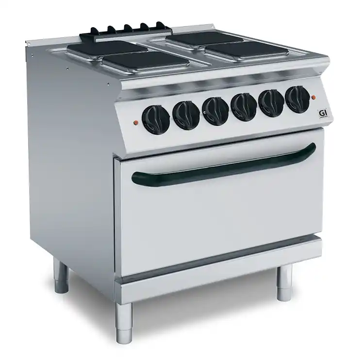700 HP Kooktoestel 4 Vierkante Kookplaten - GN2/1 Elektrische Oven - 16,4 kW - 800x730x(H)870mm Gratis Retour