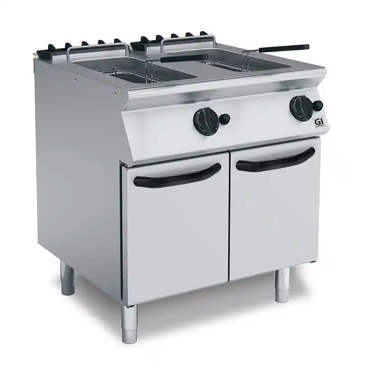 Finale Uitverkoop 700 HP Gasfriteuse 2x15 Liter Open Torch Brander - 28 kW - 800x730x(H)870mm