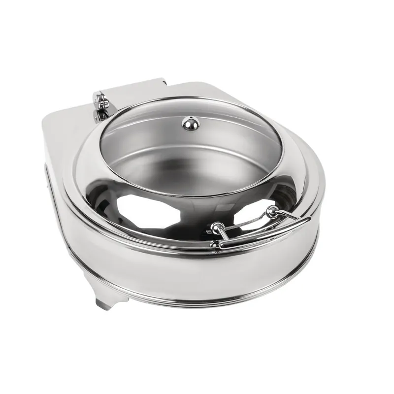 Ronde Chafing Dish Elektrisch - Glazen Deksel - 6 Liter - 425x490x(H)240mm Beste Prijs