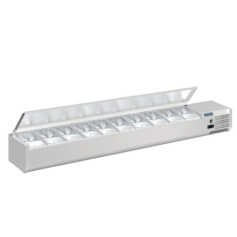 Finale Uitverkoop G-serie Opzetkoelvitrine Met Deksel - 10x GN 1/4 - 2000x330x(H)435mm