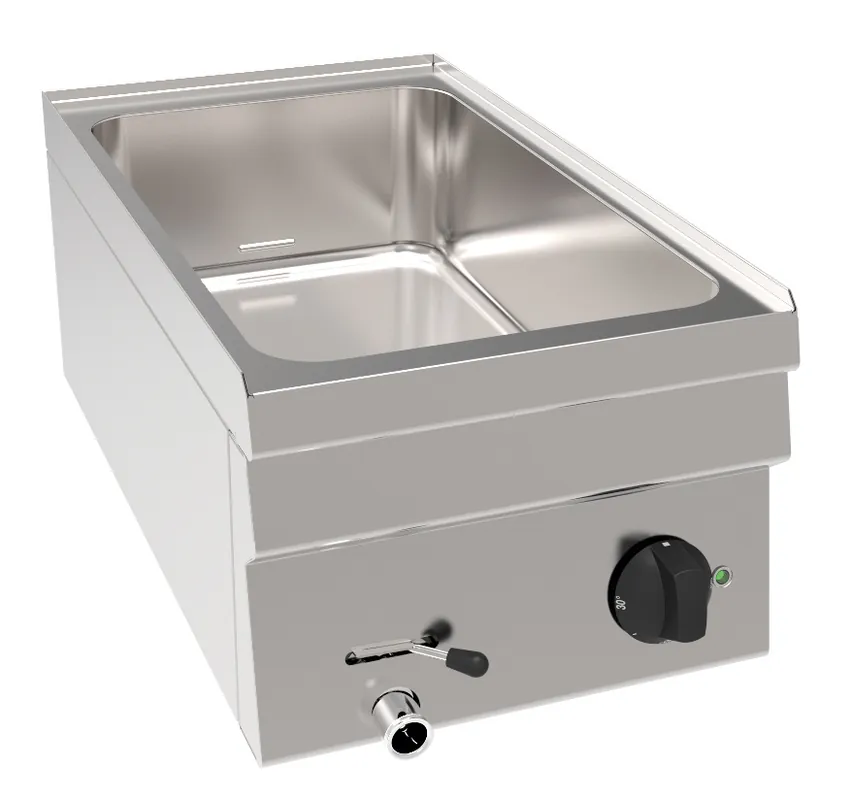 Elektrische Bain-Marie EBM6 / 1/1T - 1/1 GN 150mm - 1,3 kW - Waterafvoer - 350x600x(H)300mm Gecertificeerd