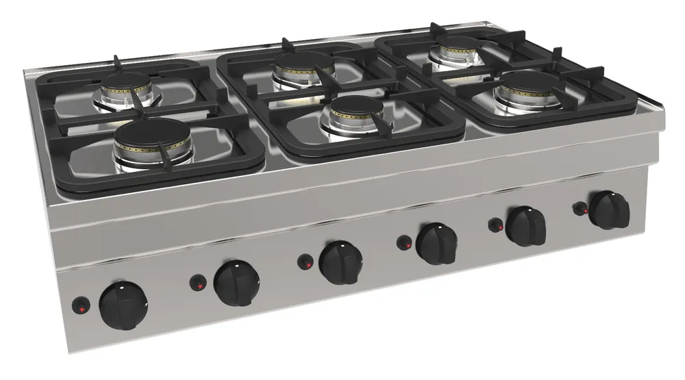 Gasfornuis GH6 / 6FLT - Tafelmodel - 3x 3kW & 3x 3,6kW - 1050x600x(H)300mm Nu Kopen
