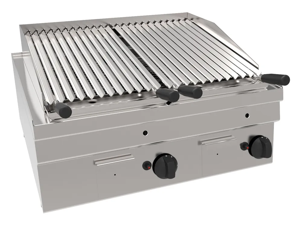 gas-lavasteengrill GLG6 / 700T - 2 Gietijzeren Roosters - 13,8 kW - 700x600x(H)300mm Goedkoop