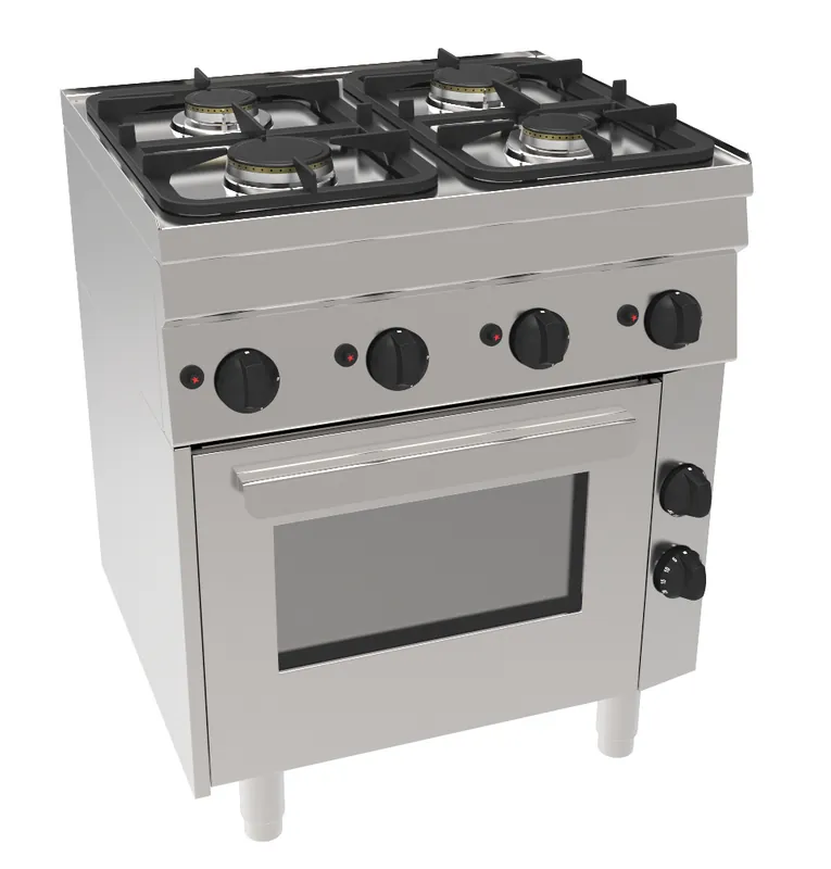 Gasfornuis GH6 / 4FLUBO - 4 Pits & Elektrische Oven - 2x 3kW & 2x 3,6 kW - 700x600x(H)850mm Nu Kopen