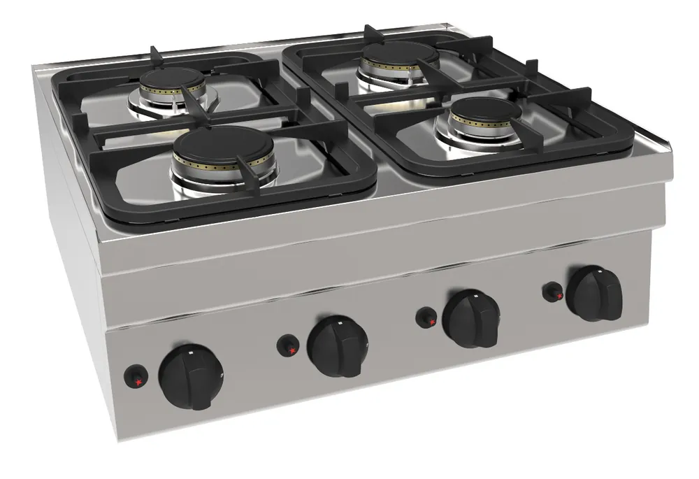 Laatste Versie Gasfornuis GH6 / 4FLT - Tafelmodel - 2x 3kW & 2x 3,6kW - 700x600x(H)300mm