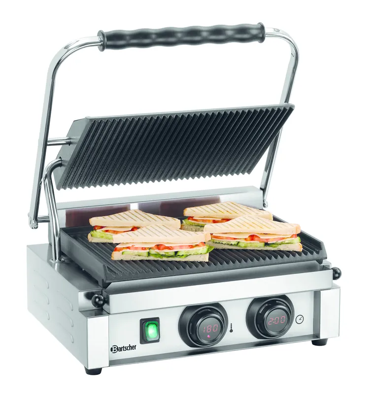 Contactgrill Panini-MDI 1R - Geribd/Geribd - Digitaal - 2,2 kW - 410x400x(H)200mm Gereduceerde Prijs