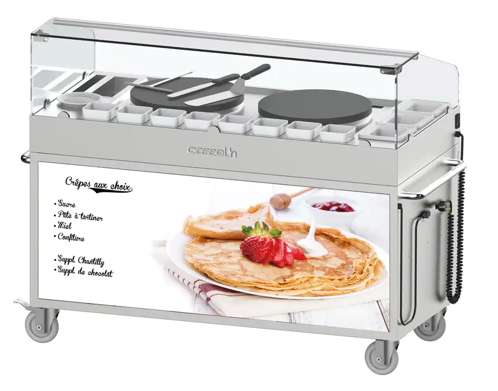 Trolley Inbouw voor de Dubbele Crepe Maker Serveerstation 40 - 1516x675x(H)1150mm Lage Kosten