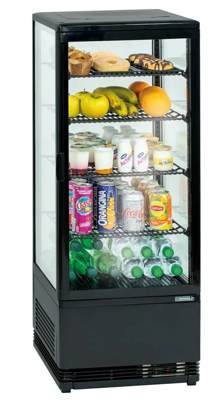 Mini Koelvitrine 98 Liter Zwart - 160W - 425x380x(H)1100mm Favoriet