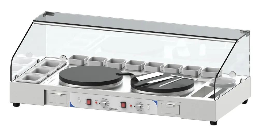 Seizoensaanbieding Dubbele Crepe Maker Serveerstation - 5400W - 1380x650x(H)465mm