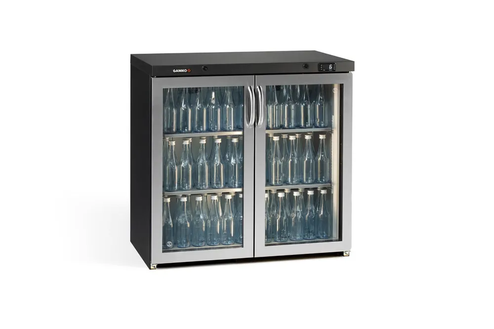 Flessenkoeling 2-Deurs - Chroom - Gamko LG3/250GCS Maxiglass - 250L - Klapdeuren - 900x576x850mm Weekendaanbieding