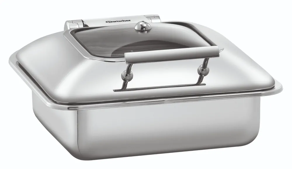 Betaalbaar Chafing dish 5,2 Liter Flexible - Vierkant Model Met Kijkvenster - 405x425x(H)205mm