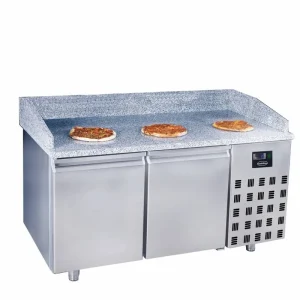 roestvrijstalen pizzatafel - circulerende lucht - 2 deuren - 1550x800x(h)1080mm Gereduceerde Prijs
