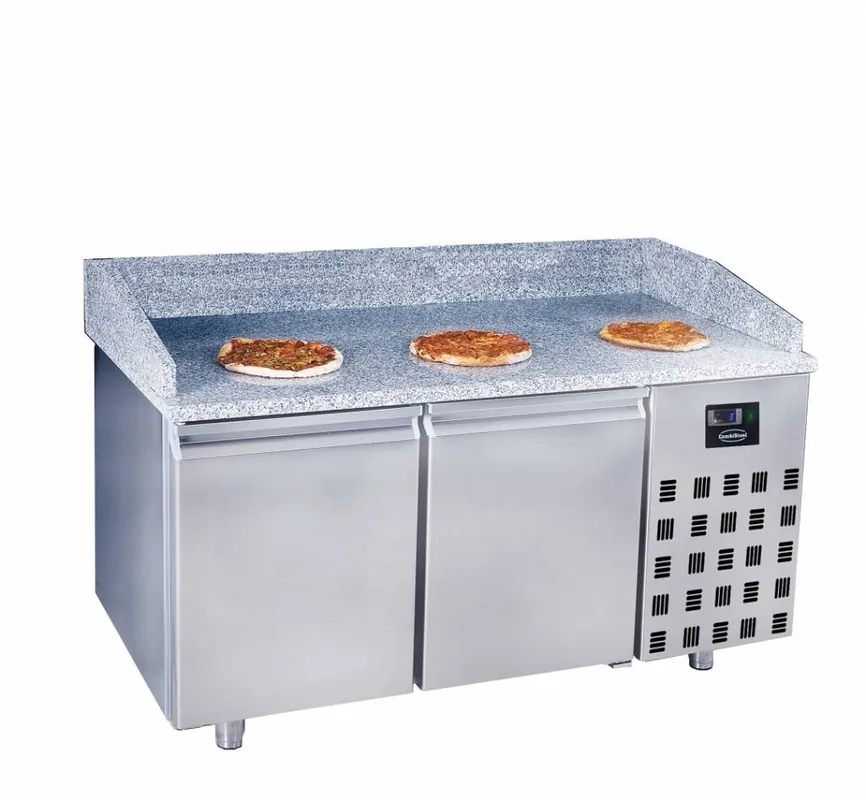 roestvrijstalen pizzatafel - circulerende lucht - 2 deuren - 1550x800x(h)1080mm Gereduceerde Prijs