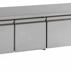 Koelwerkbank - RVS - 3 deurs - 180x70x(h)65cm - Laagmodel Hoge Kwaliteit