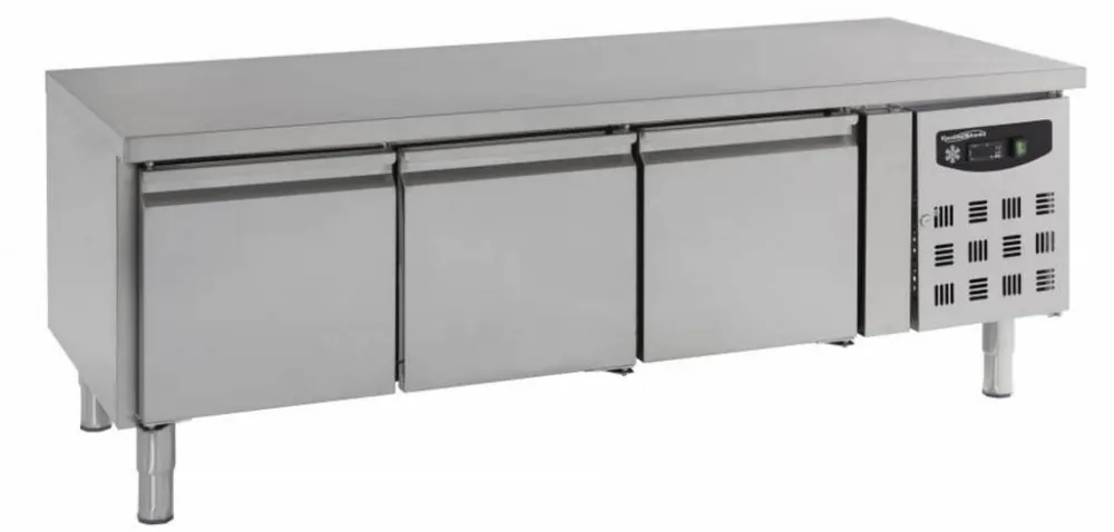 Koelwerkbank - RVS - 3 deurs - 180x70x(h)65cm - Laagmodel Hoge Kwaliteit