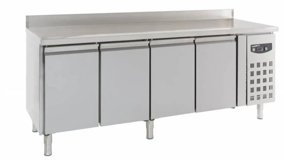 Snelle Levering Koelwerkbank - RVS - 4 deurs - Spatrand - 223x70x(h)85/95cm