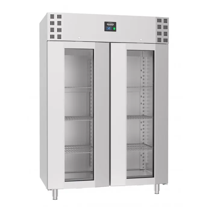 Exclusieve Aanbieding Koelkast RVS met Glazen Deuren - Type GN2/1 - 1400 Ltr - 1400x810x2050(h)mm