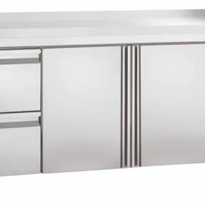 Koelwerkbank - RVS - 2 deurs en 2 lades - 179x70x(h)85cm - Met Spatrand Koopje