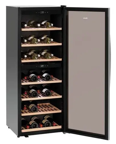 Voordeelprijs Wijnkoelkast Zwart - Geluidloos Model - 2 Temperatuurzones - 595x625x1590(h)mm