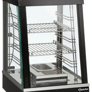 Merkproduct Warmhoudvitrine RVS - 2 Roosters - 1 Schuifruit - LED Verlichting - 380x465x(h)658mm