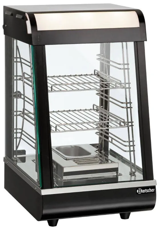 Merkproduct Warmhoudvitrine RVS - 2 Roosters - 1 Schuifruit - LED Verlichting - 380x465x(h)658mm