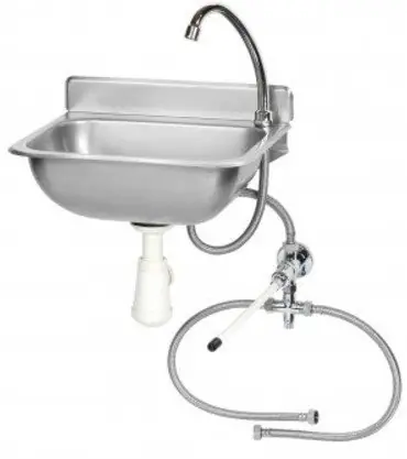 Handwasbak + Mengkraan - RVS - met Kniebediening - 375x310x(H)190mm Gecertificeerd