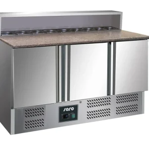 Gereduceerde Prijs Pizzawerkbank - RVS - 3 deurs - 137x70x(h)110cm - Met 8x 1/6 GN
